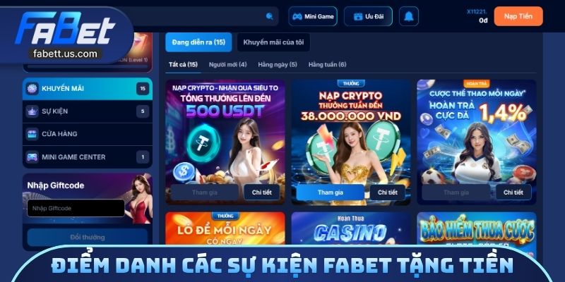 Điểm danh các sự kiện nhà cái FABET tặng tiền