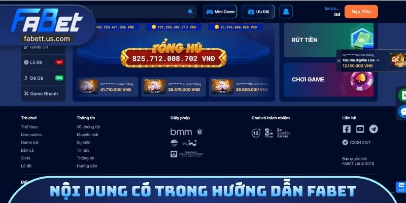 Nội dung có trong hướng dẫn FABET