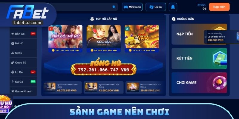 Sảnh Game nên chơi