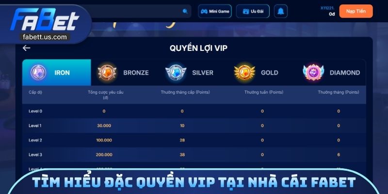 Tìm hiểu đặc quyền Vip tại nhà cái FABET