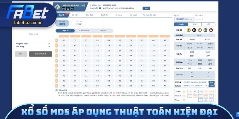 Xổ số MD5 áp dụng thuật toán hiện đại
